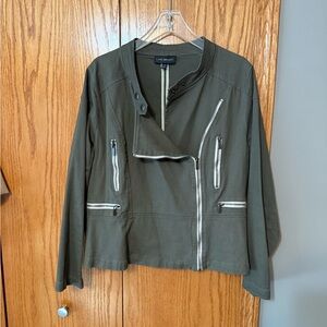 Lane Bryant Dark Green Utility Jacket with Zipper Accents